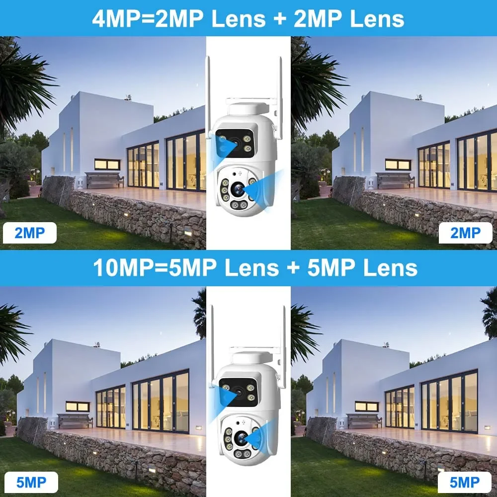 5K 10MP WIFI Camera Dual Lens Dual Screen Auto Tracking Outdoor CCTV PTZ IP Cam Beveiliging Surveillance Hopeway APP