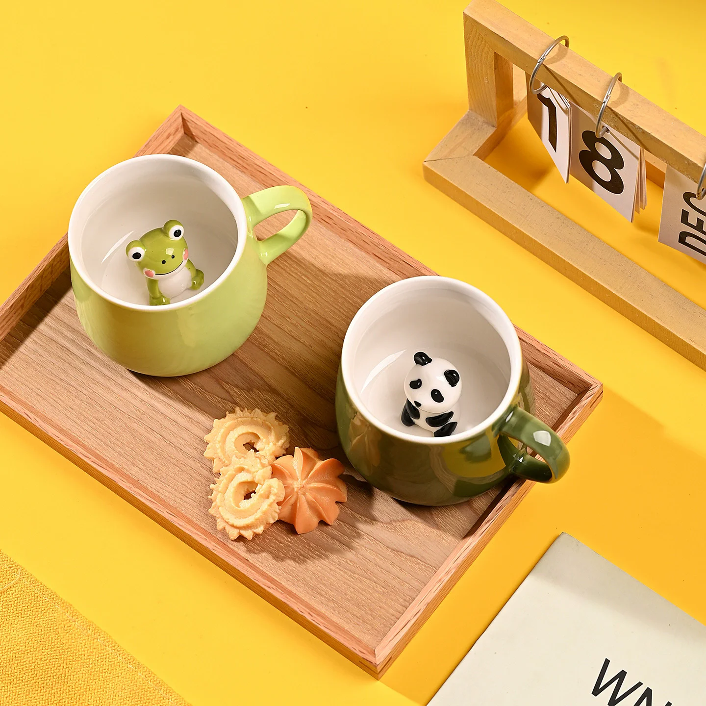 Pumpkin Mug Cute Panda  Mugs 3D Animal Ceramic Coffee Mug with Lid and Spoon Funny Mug Halloween Birthday Gifts - view 6