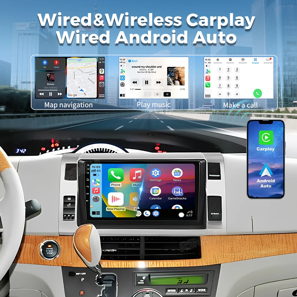 Android 16 Carplay Auto GPS Car Radio Multimedia Player For Toyota Previa 3 III XR50 Estima 2006 - 2019 Autoradio 16G-512G BT