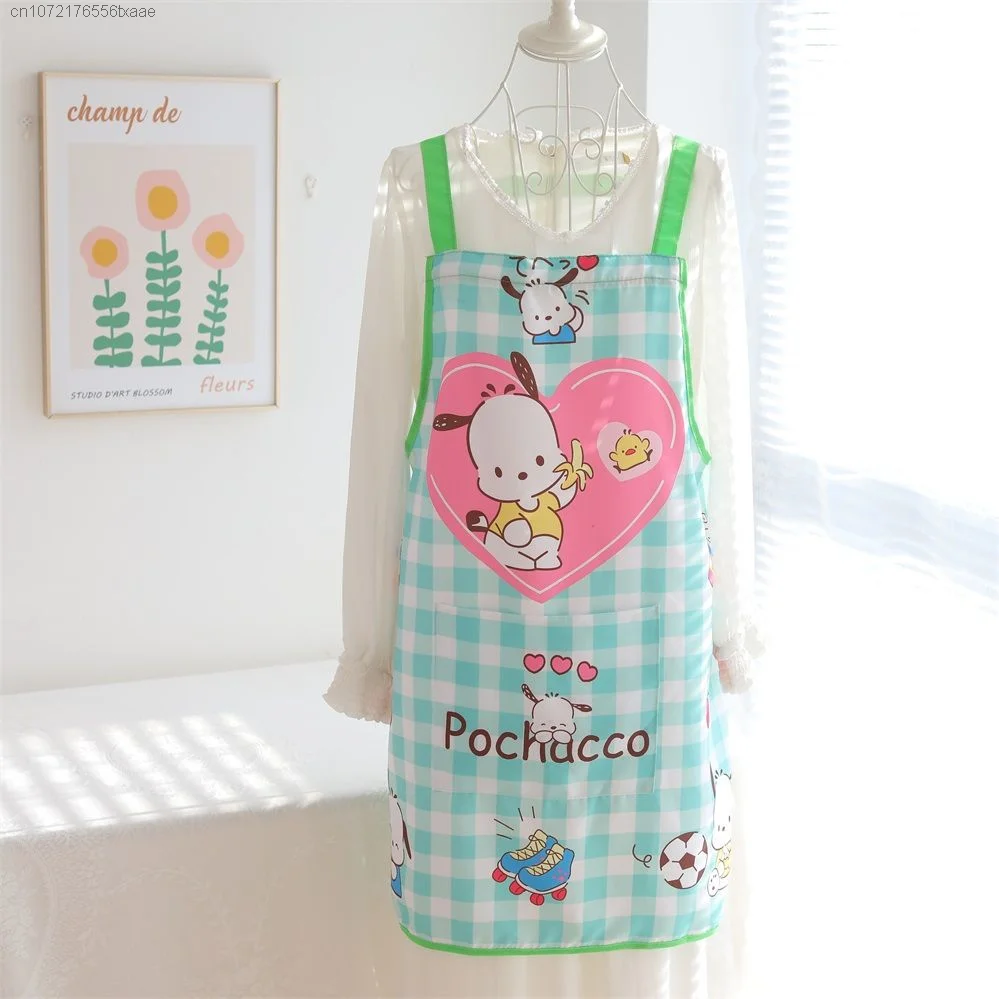 Sanrio Hello Kitty Melody Kuromi Pachacco Cartoon Household Apron Anime Cinnamoroll Adjustable Kitchen Cooking Apron Clean Apron