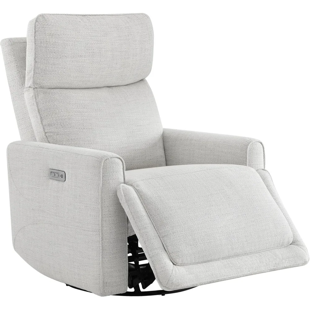 Electronic Power Recliner Chair Swivel Glider, FSC Certified Modern Nursery Rocking Chair with USB and Type-C Ports