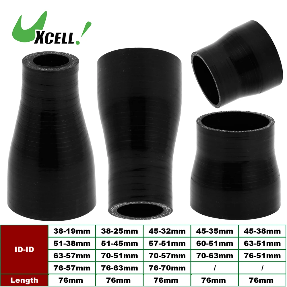 

UXCELL Silicone Straight Tube 38-19mm 38-25mm 45-32mm 45-35mm ID 76mm Length 0 Degree Car Silicone Hose Coolant Hose Universal