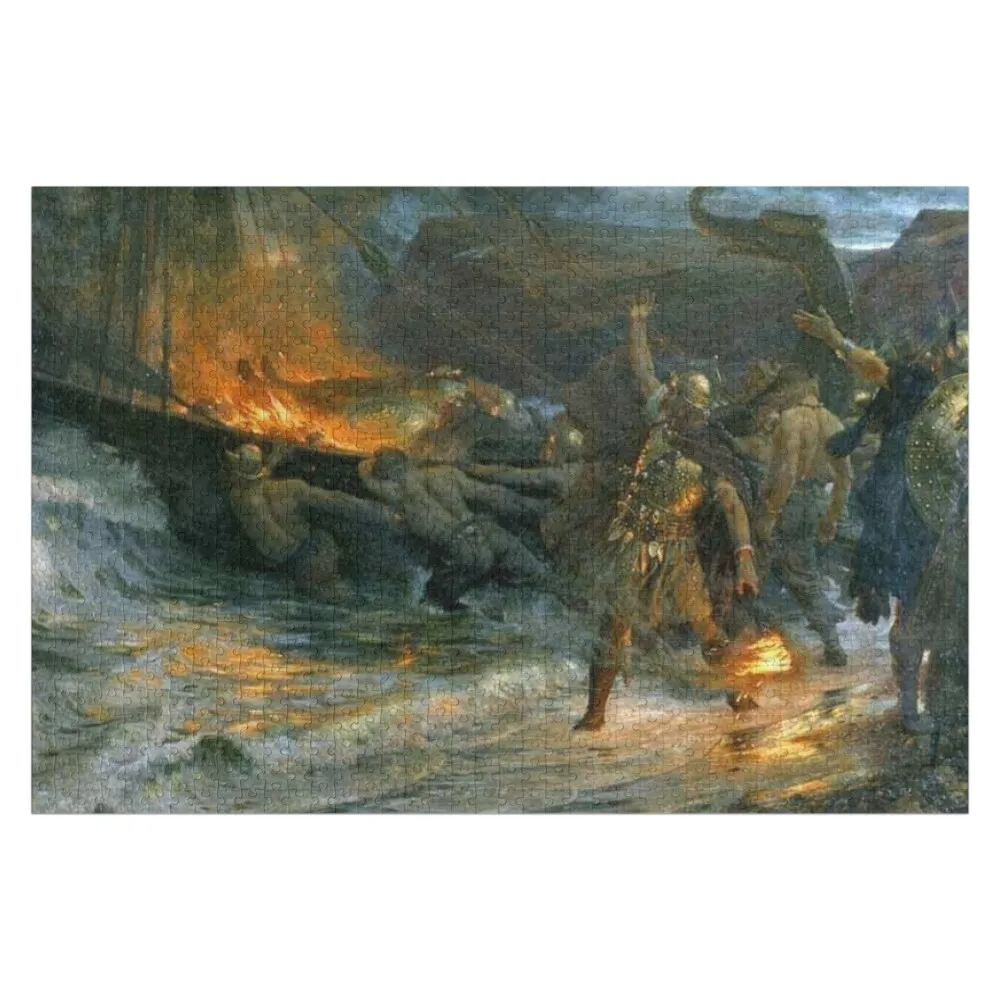 Viking Funeral Jigsaw Puzzle Custom Wooden Gift Customs With Photo Adult Wooden Woodens For Adults Puzzle