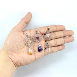 Natural Stone Pendant Dreamcatcher Irregular Crystal Pendant Silver-color Wire For Jewelry Making Women Necklace Accessories