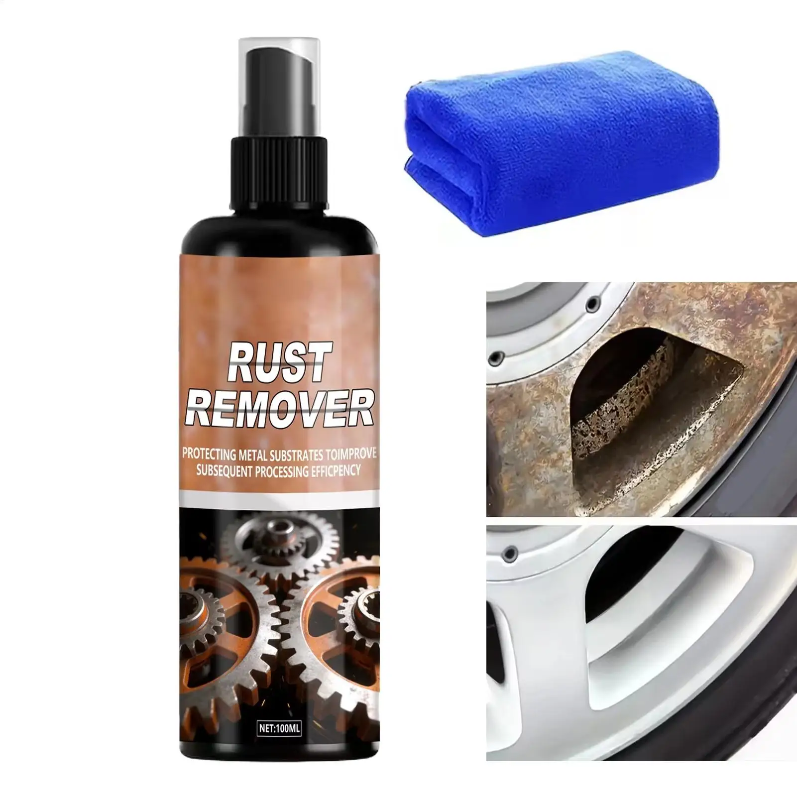 Rust Remover Lubricant 3-in-1 Metal Spray Penetrating Oil for Stuck Parts for Brake Hinge Lock Screw Auto Bike Machinery Tools
