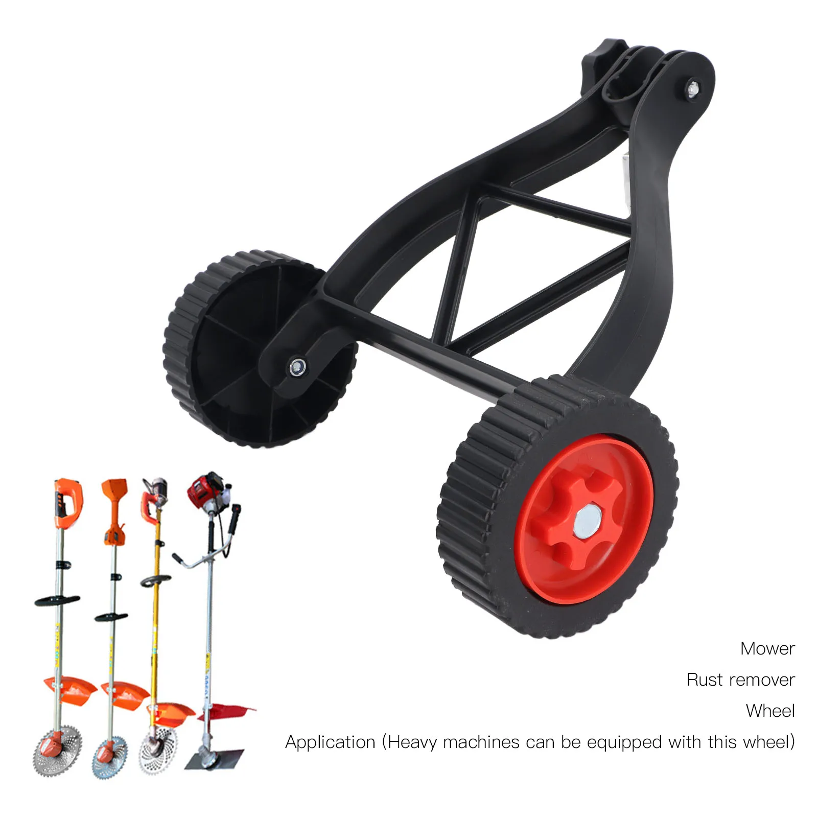 Roda de suporte para cortador de grama de lítio, altura ajustável, portátil, universal, roda de suporte para jardinagem