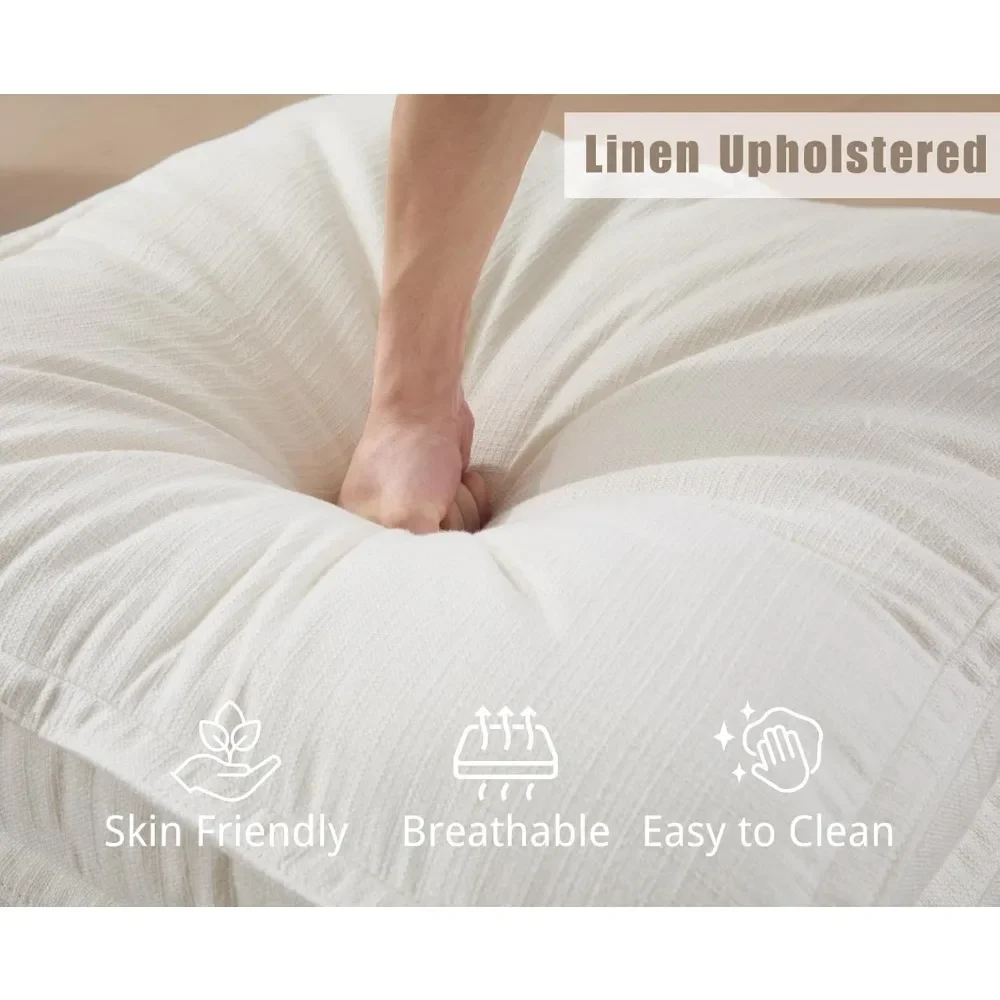 Sofa Seksional Linen Modular 93, Sofa Cloud 3-Dudukan, Kursi Dalam 24' (61cm), Furnitur Ruang Tamu Modern yang Nyaman dan Berlapis Kain