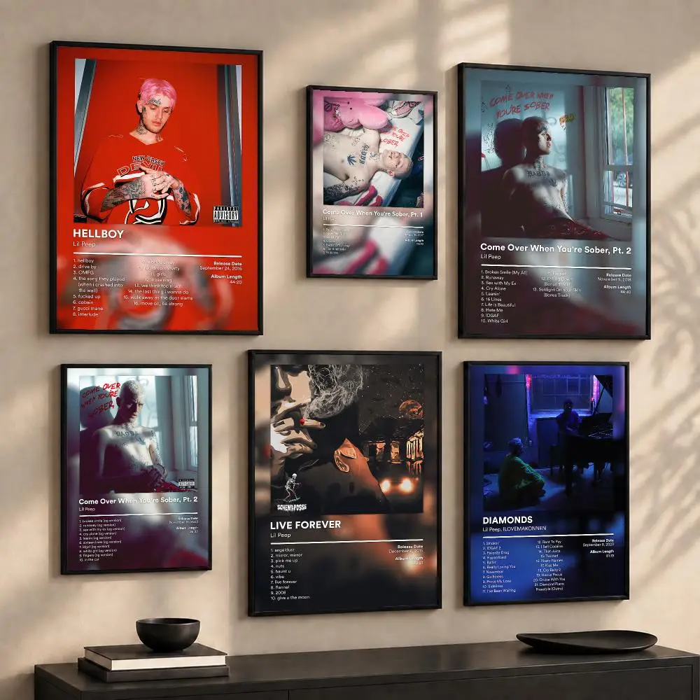 Rapper L-Lil Peep Painting Calligraphy Canvas Wall Art Prints for Living Room Bedroom Home Decor Gift