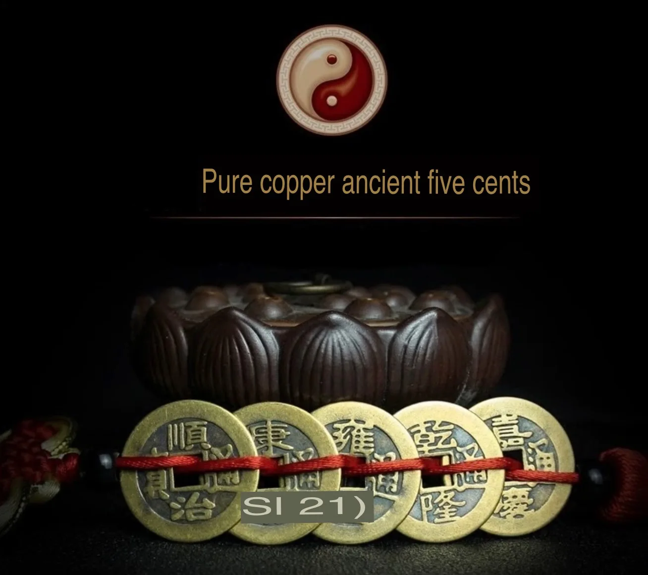 Chinese Style Pure Copper Benmingnian Red Rope Five Emperors Money Men's and Women's Foot Bracelet Lucky Evil Ward Jewelry