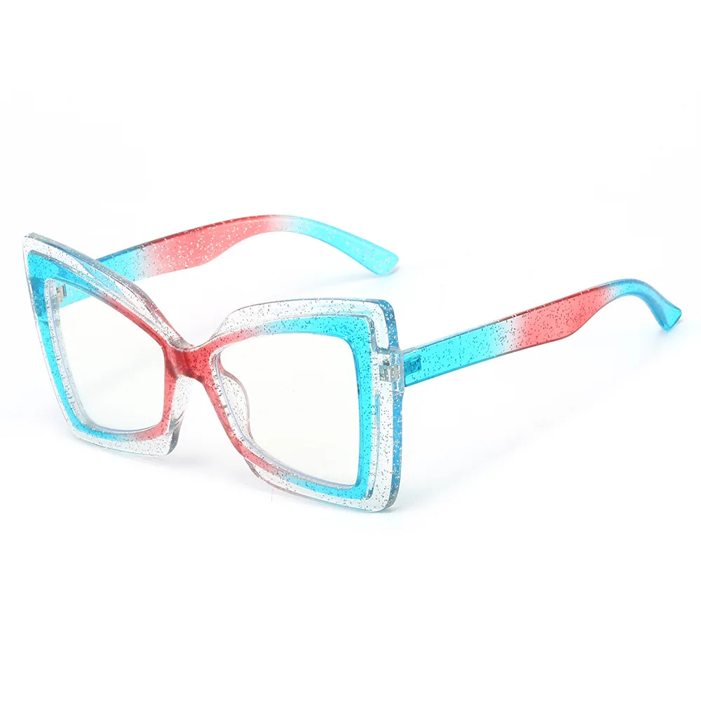 Übergroße, transparente Cat-Eye-Brille mit Farbblockmuster – Rahmen mit Schleifendekor |   Trendiger Instagram-Hip-Hop-Stil für Frauen