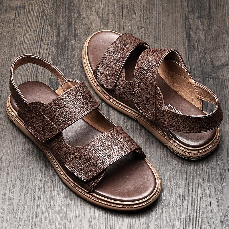 Italian Flat Mens Genuine Leather Sandals  Handmade Quality Luxury Designer Comfortable 2024 New Classis Office Summer Shoes Man