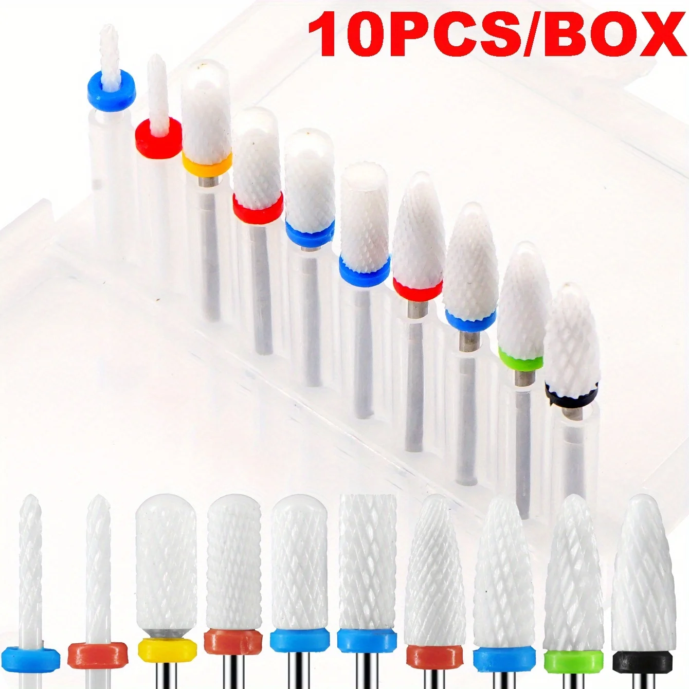 

3/32 "10 шт./кор. керамические профессиональные сверла для ногтей, акриловая пилка, сверло для керамического лака для ногтей, инструмент для педикюра