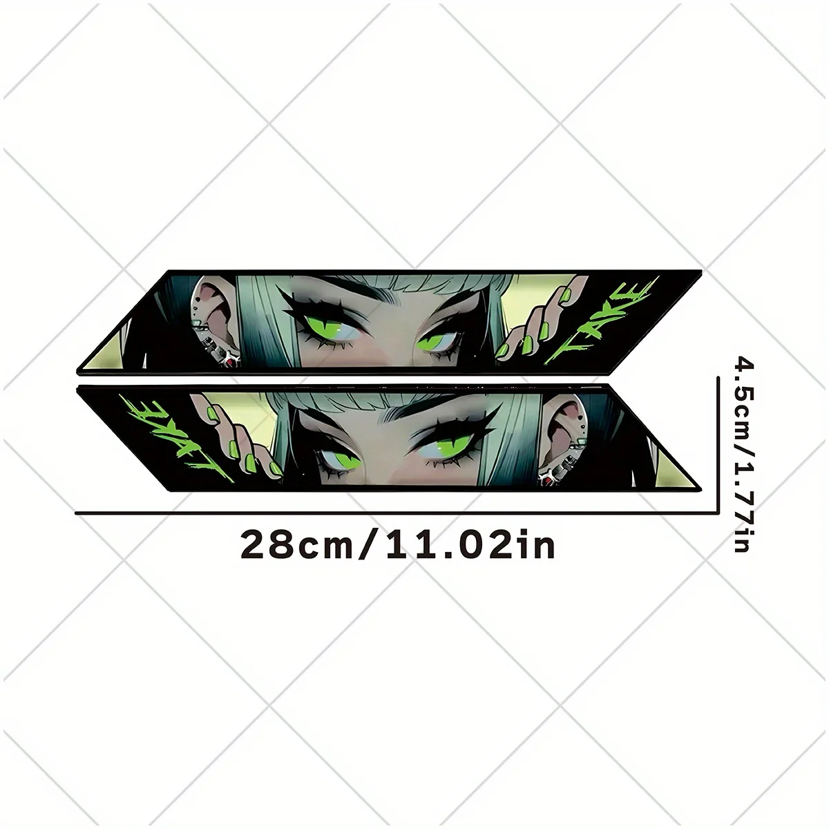 2Pcs/Set Anime Girl Stickers with Pink Eyes, Waterproof Vinyl Decals for Bike Handlebar & Car Window