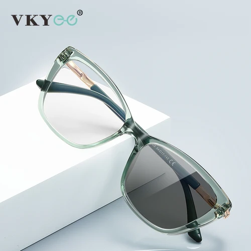 VKYEE, gafas de lectura simples de nueva moda con mariposa para mujer, gafas de lectura antiluz azul, prescripción fotocromática personalizable PFD2233
