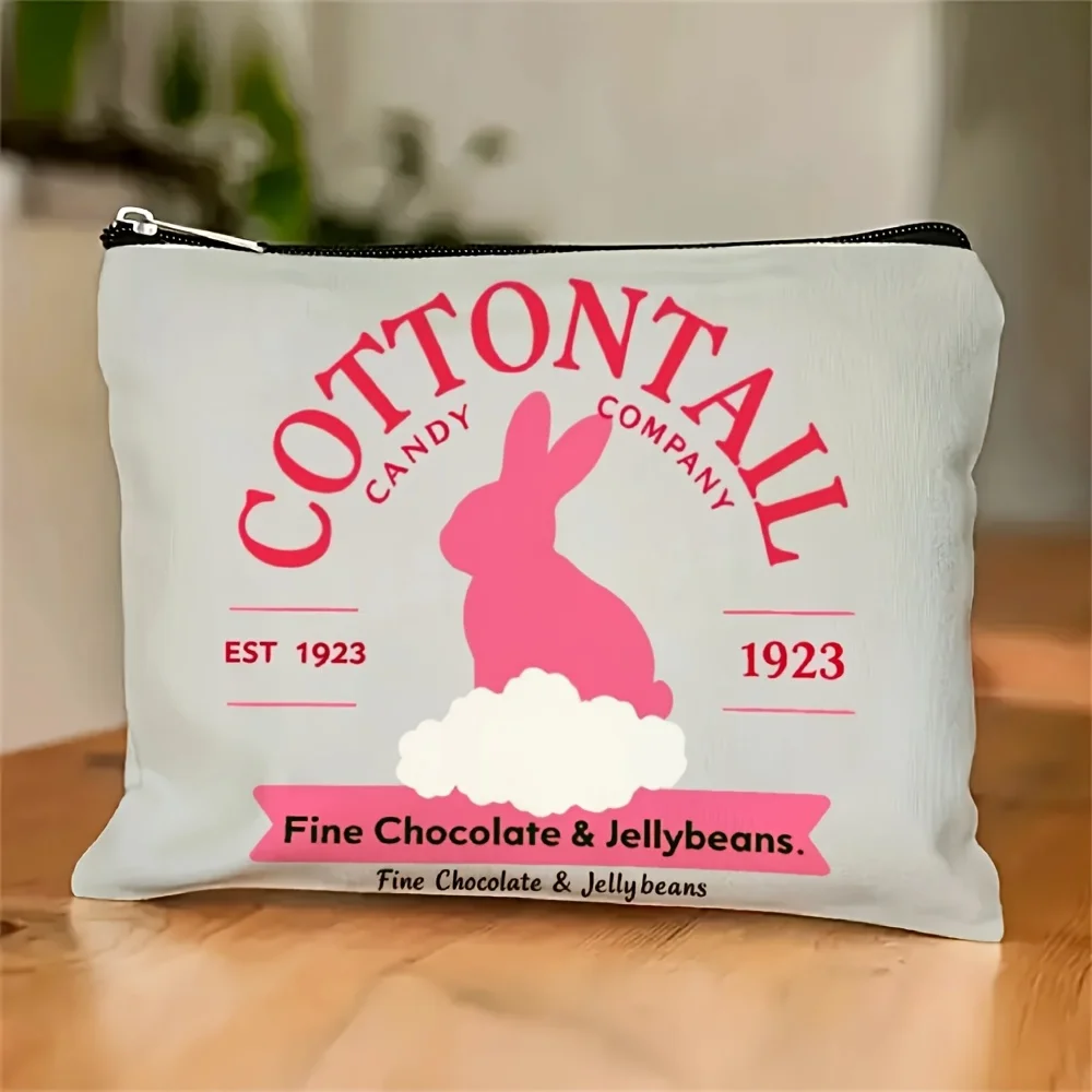 Eine Vintage-Make-up-Tasche mit Kaninchenmuster – multifunktionale Reißverschlusstasche, Schmuck-Aufbewahrungstasche, perfekte kleine Reise-Aufbewahrungstasche mit Reißverschluss