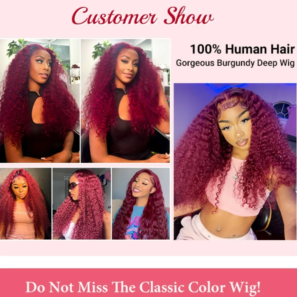 30 بوصة 99J بورجوندي الدانتيل الجبهة الباروكات شعر الإنسان 200% الكثافة موجة عميقة الدانتيل الجبهة الباروكات شعر الإنسان شعر مستعار أحمر HD شعر مستعار دانتيل شفاف