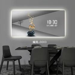 light luxury digital display electronic wall clock guest restaurant decoration painting radar induction light plug-in wall clock