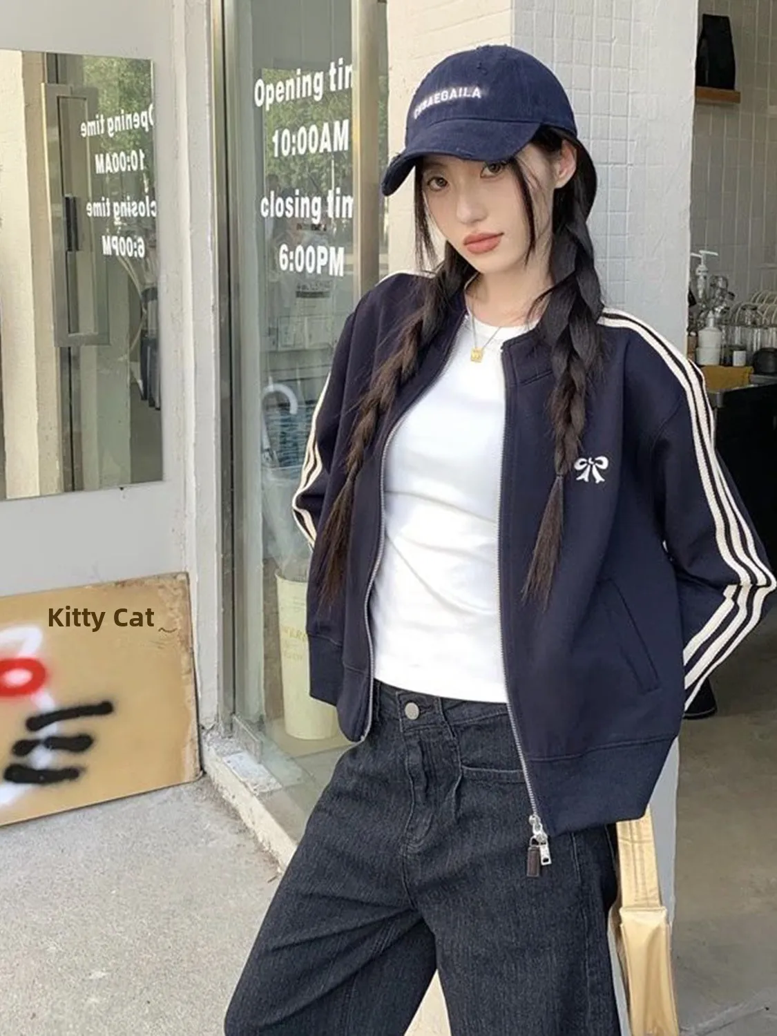 

Корейский Sle, повседневный полосатый женский топ с вышивкой, воротник-стойка, универсальный топ, модное осеннее новое поступление