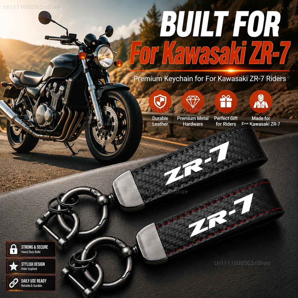 

High-Grade Leather Motorcycle Keychain Holder Keyring Accessories For Kawasaki ZR-7 / S ZR7 ZR7S 1999-2003