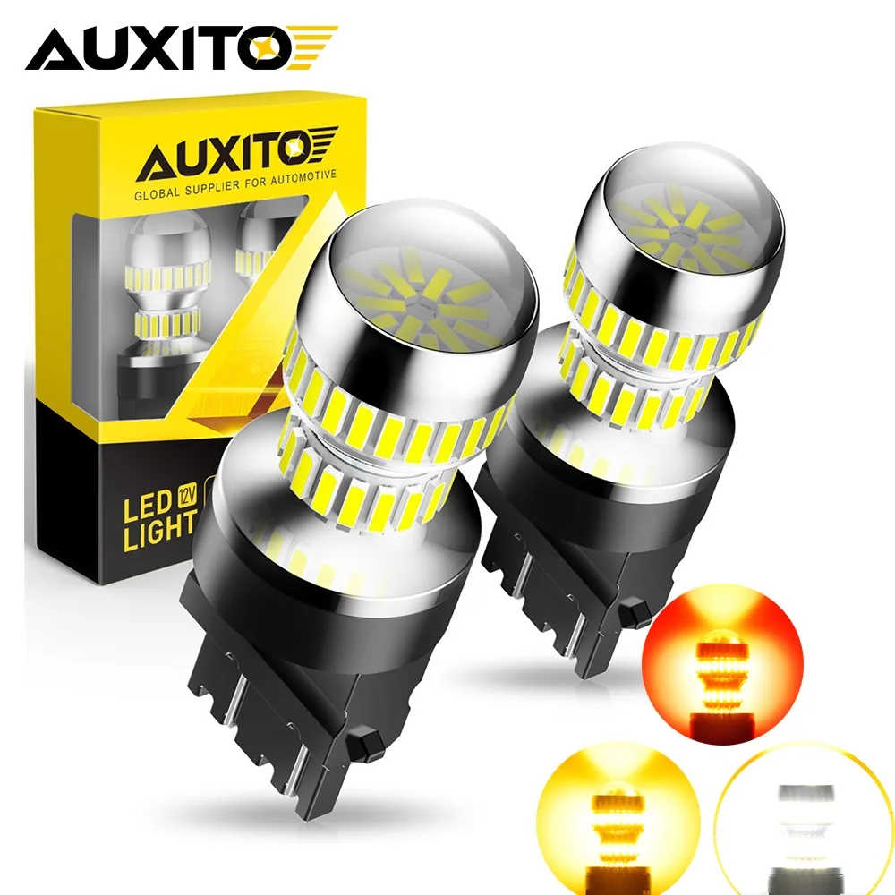 AUXITO 2Pcs T25 3157 3156 P27W Led Bulbs 3057 3457 4157 P27/7W P27W Super Bright Car Tail Reverse Lamps Daytime Running Lights