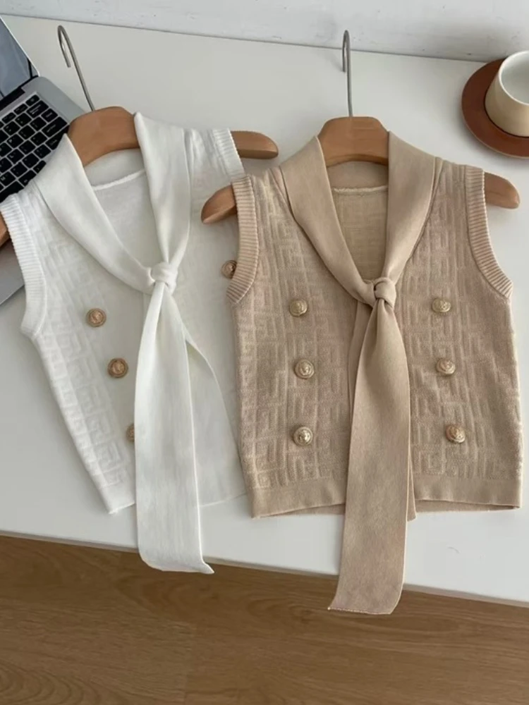 

New Fashion Autumn Knitted Sweater Vests Women Winter Sleeveless V Neck Woman Tops Office Lady Elegant Slim Clothes