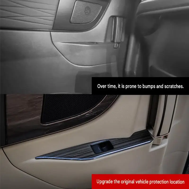 Car Window Switch Trim for Toyota Alphard Vellfire 40 Series Sliding Door Stainless Steel Brushed Black Interior Accessories