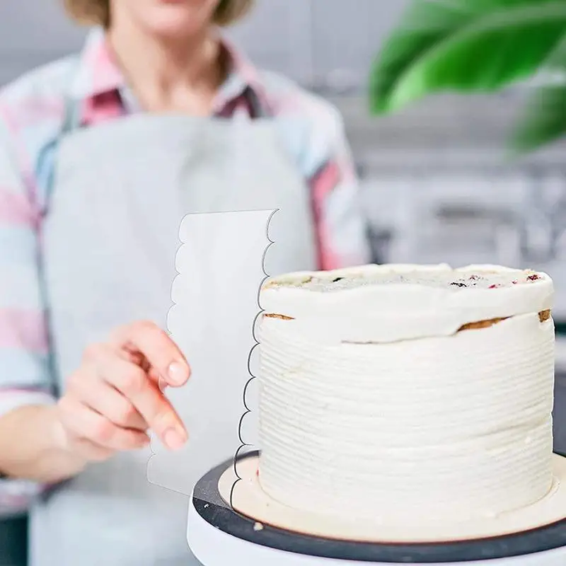 10 Pcs Portable Cake Scraper Smoother Durable Acrylic Cake Decorating Gadgets Lightweight Transparent Design Cake Baking Tools