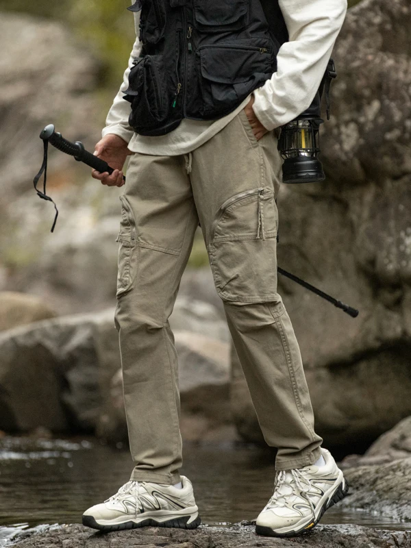 

Men's Arced ket Work Trousers Cotton Outdoor Thi Straight Casual Long Pants Spring Autumn Pure Cotton Multi ket