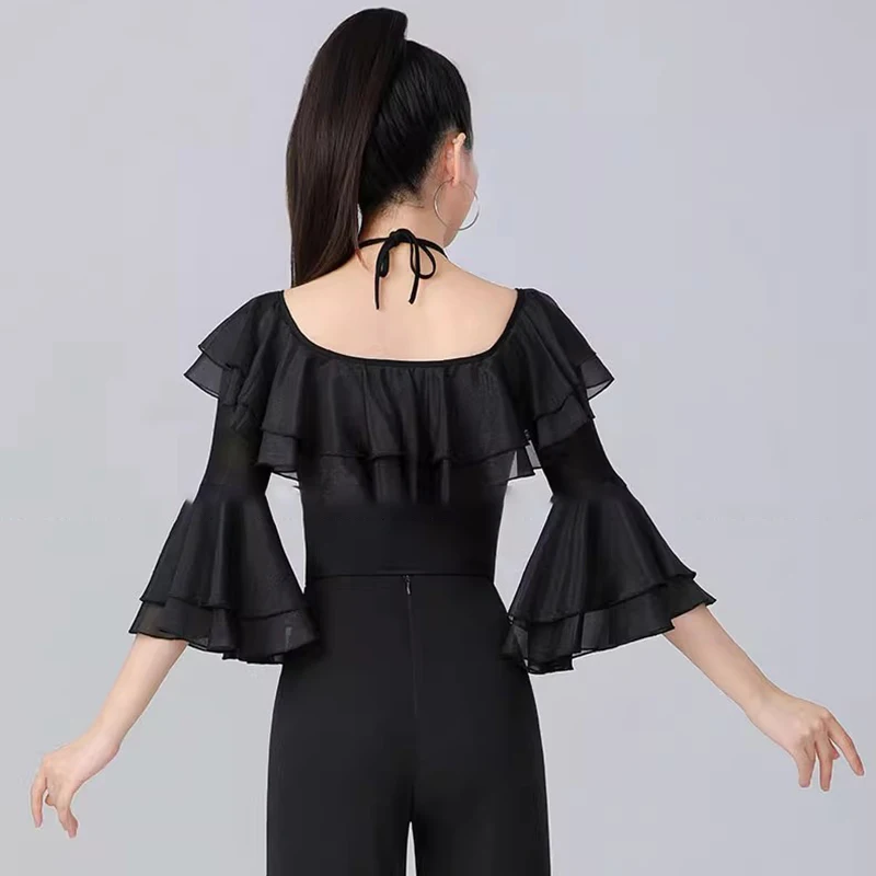 2025 neue Latin Dance Tops Trikot Kostüme Frauen Leistung Ballsaal Praxis Kleidung Standard Walzer Tanzen Shirts Body