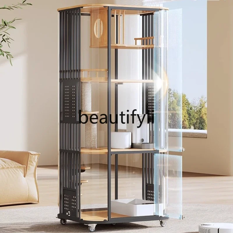 

xz1Panoramic Cat Villa Cage Home Indoor House Four Seasons Universal Cat Cabinet Glass Cat Room