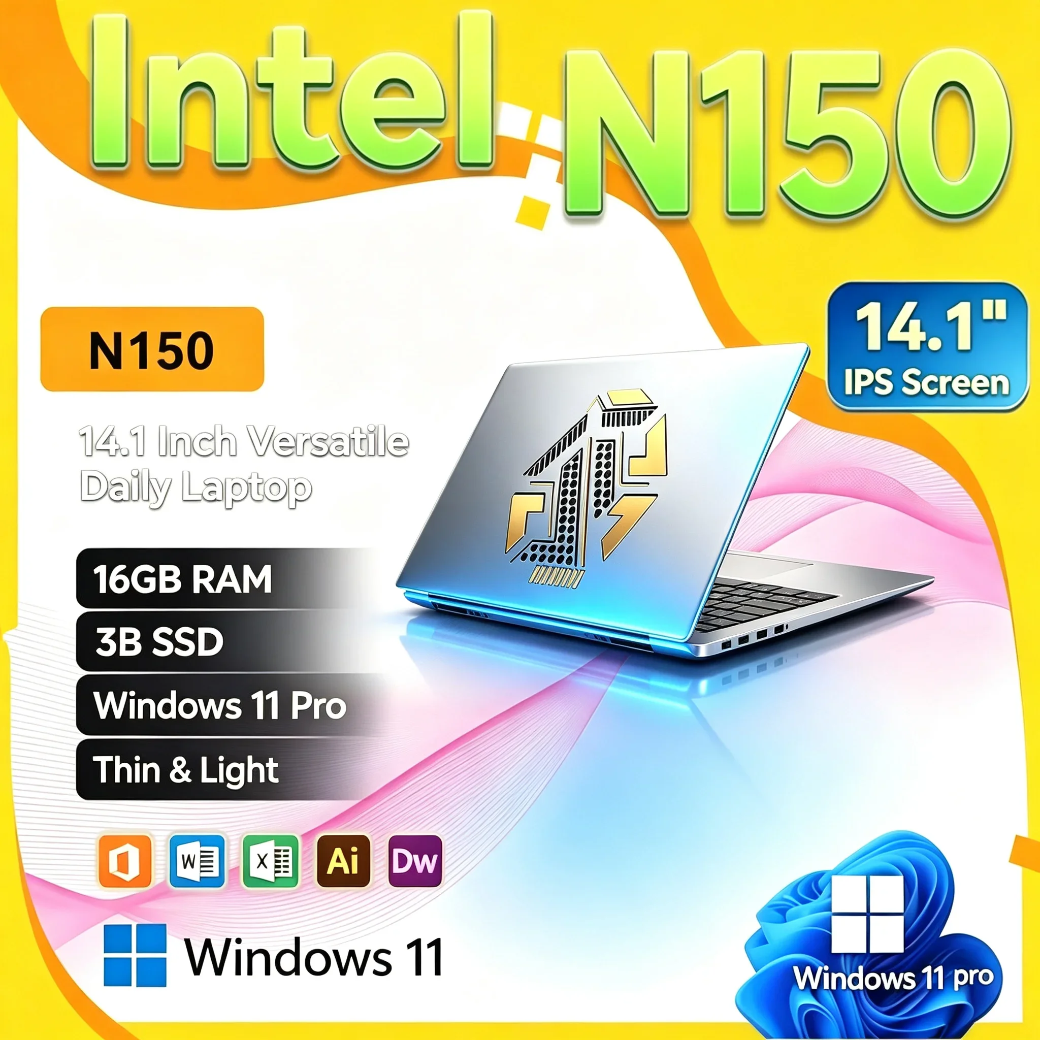 New Ultra Slim Laptop Intel Core N150 14.1
