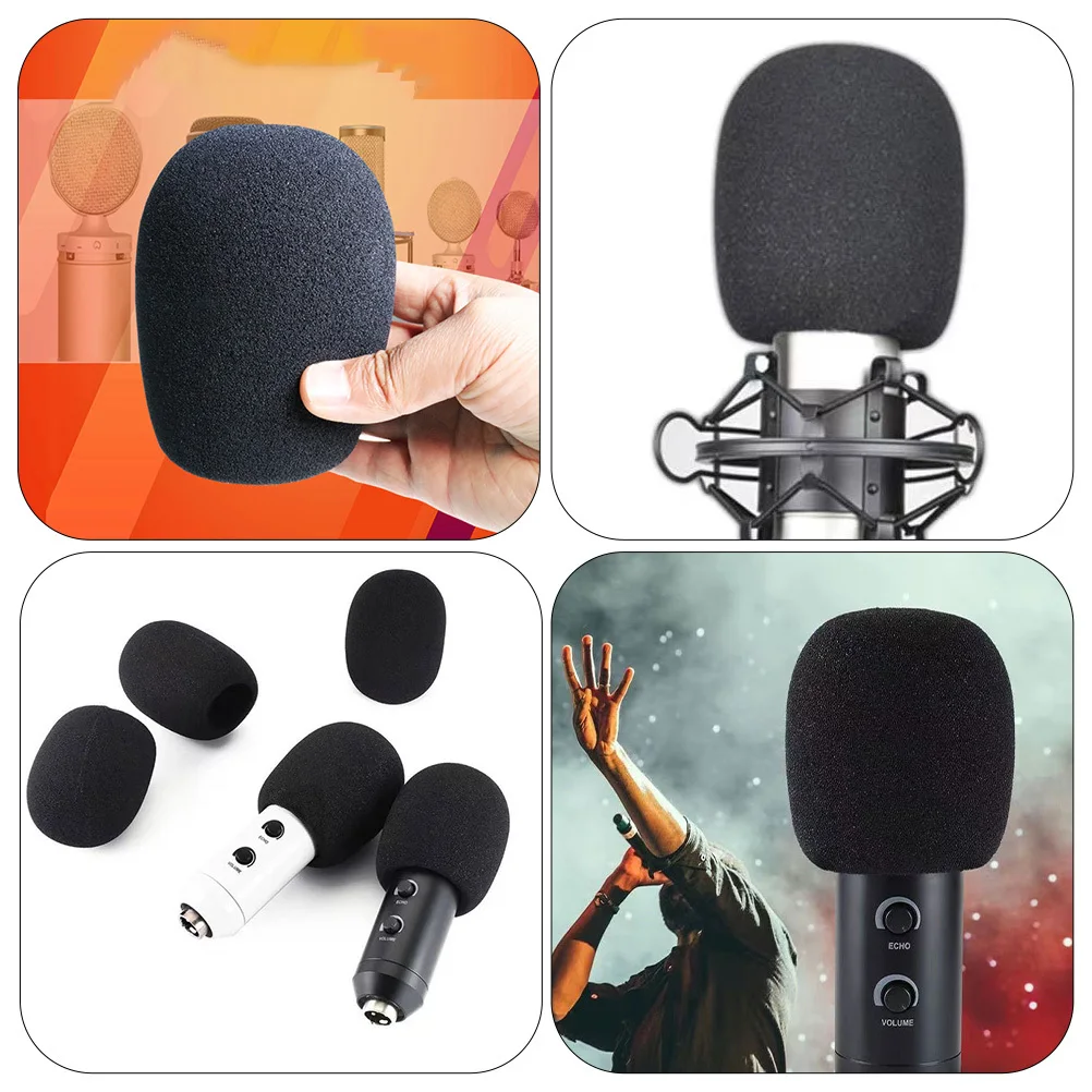 

2pcs Sponge Mic Cover Washable Reusable Microphone Windscreen Protectors For Ktv Stage Performance Moisture Dust Proof