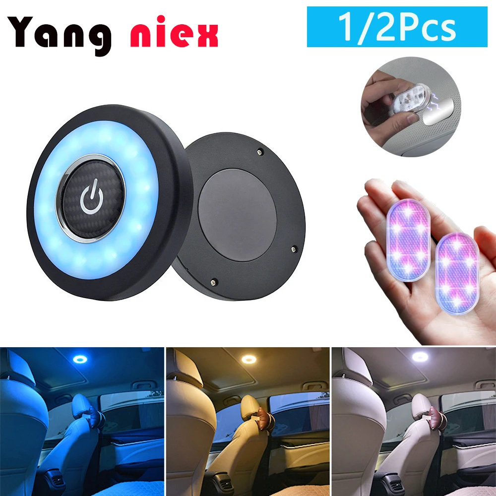 

1/2 Pcs LED Night Car Backseat Ceiling Roof Light Kits Magnetic LED Car Interior Reading Light Dome Vehicle Indoor Ceiling Lamp