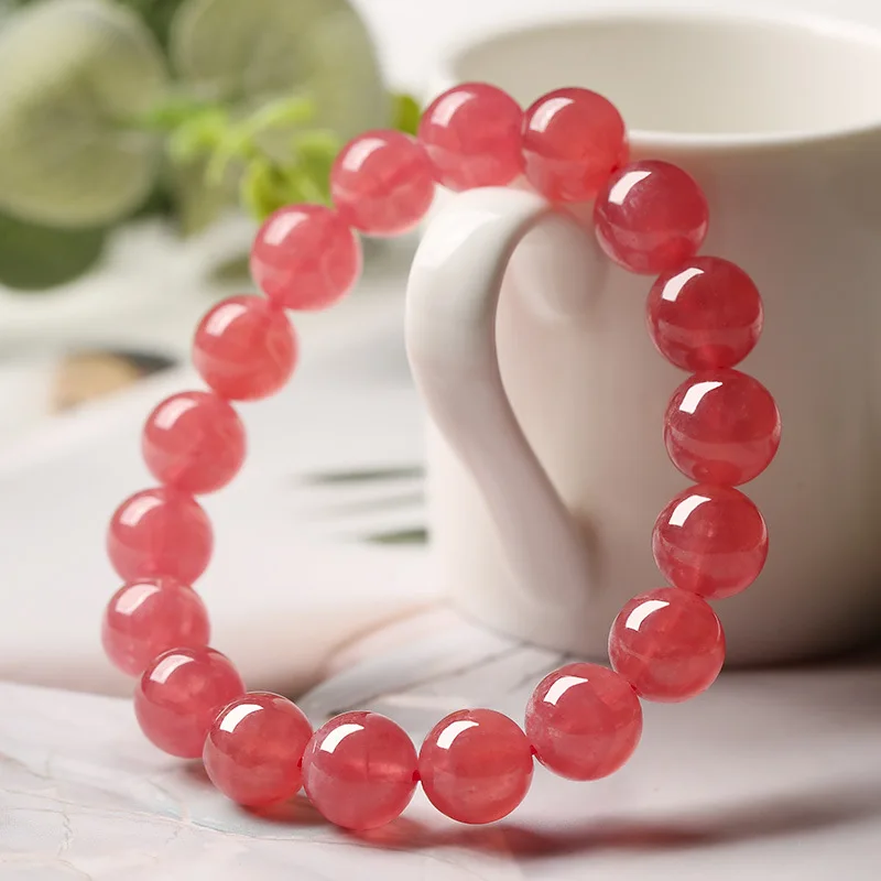 7A Natural Iced Rhodochrosite Bracelet Argentina Material Single Circle Peach Blossom Red Crystal Ornament