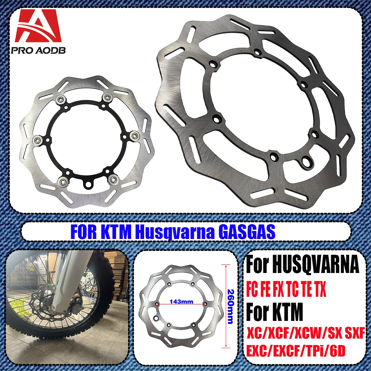 

Motocross 260/220mm Front Rear Brake Discs Rotors For Husqvarna FE TE For GasGas EX EC MC KTM XC XCF XCW SX SXF EXC EXCF TPi 6D