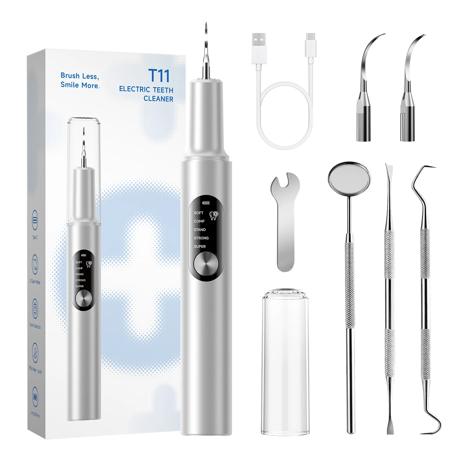 CURVY MOON T11 Electric Dental Scaler Tartar Eliminator Tooth Cleaner Dental Calculus Remover Tooth Whiting Cleaning Tools