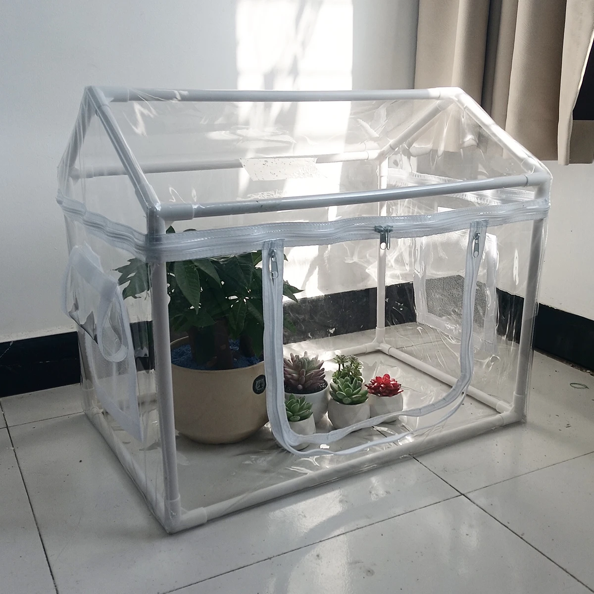 

Прочный навес для растений из ПВХ (двери/Windows с двойной молнией): портативная внутренняя/наружная морозостойкая изолированная теплица