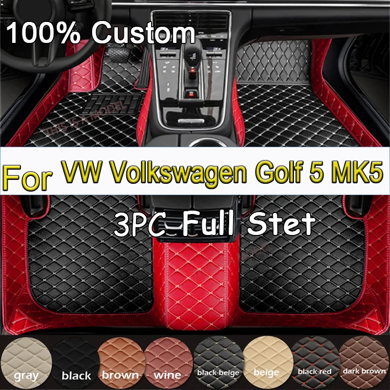 

Custom Made Leather Car Floor Mats For VW Volkswagen Golf 5 MK5 2004 2005 2006 2007 Carpets Rugs Foot Pads Accessories