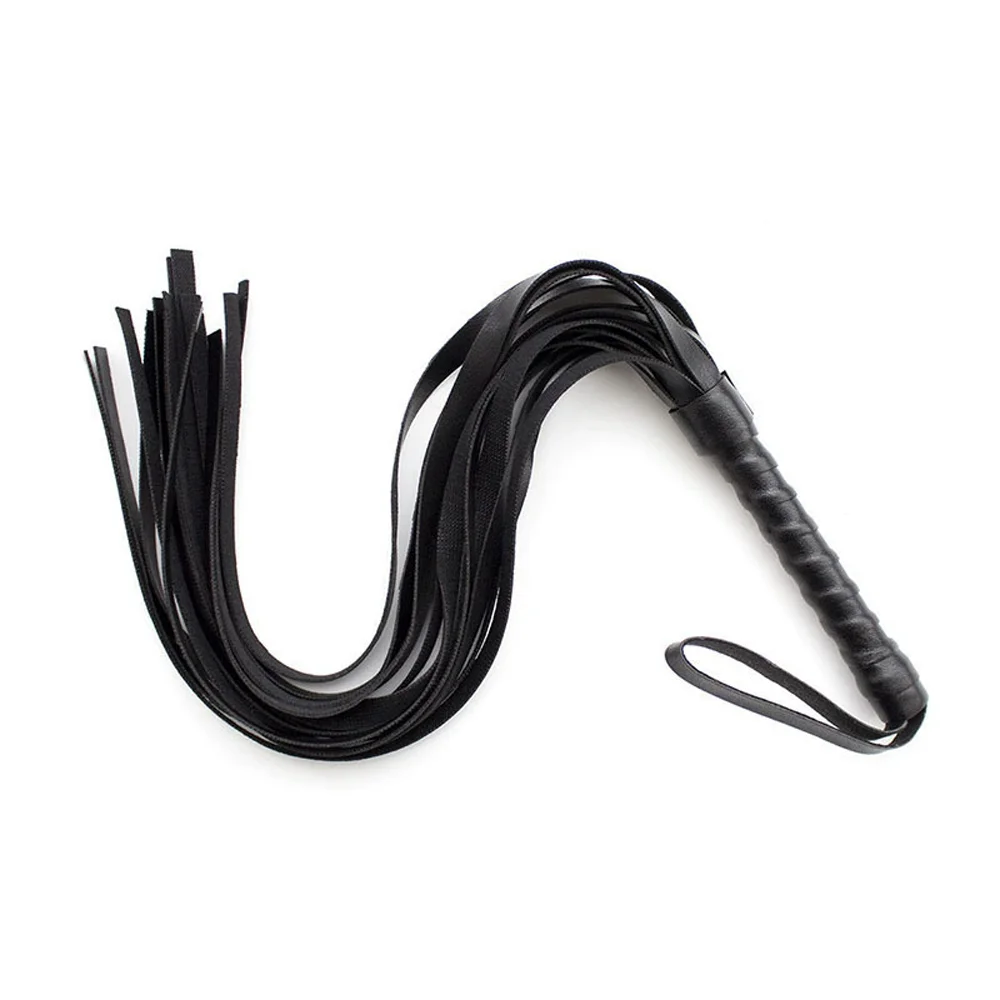 High Quality Pu Leather Pimp Whip Racing Riding Crop Party Flogger Hand Cuffs Queen Black Horse Riding Whip