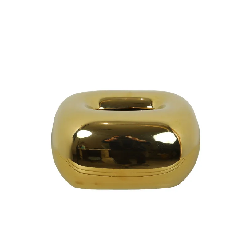 

Modern simple gold ceramic tissue box creative artistic decoration household silver pumping carton living room ornament