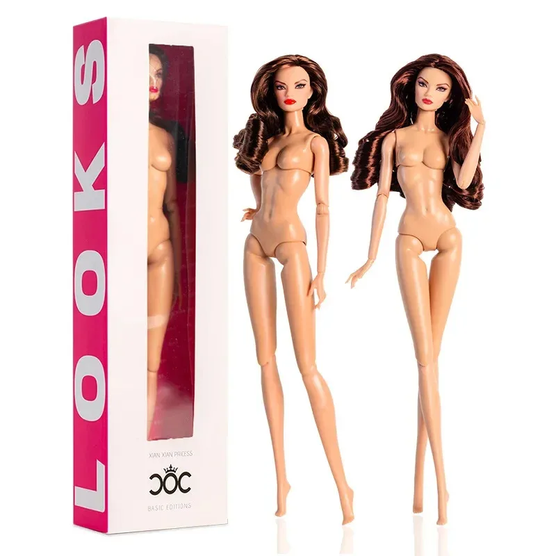 

2025 новая супермодельная кукла 1/6 / обнаженная кукла телесного цвета 32 см с обычной кожей, каштановые волосы / 12-составное подвижное тело + голова / игрушка для кукольного домика