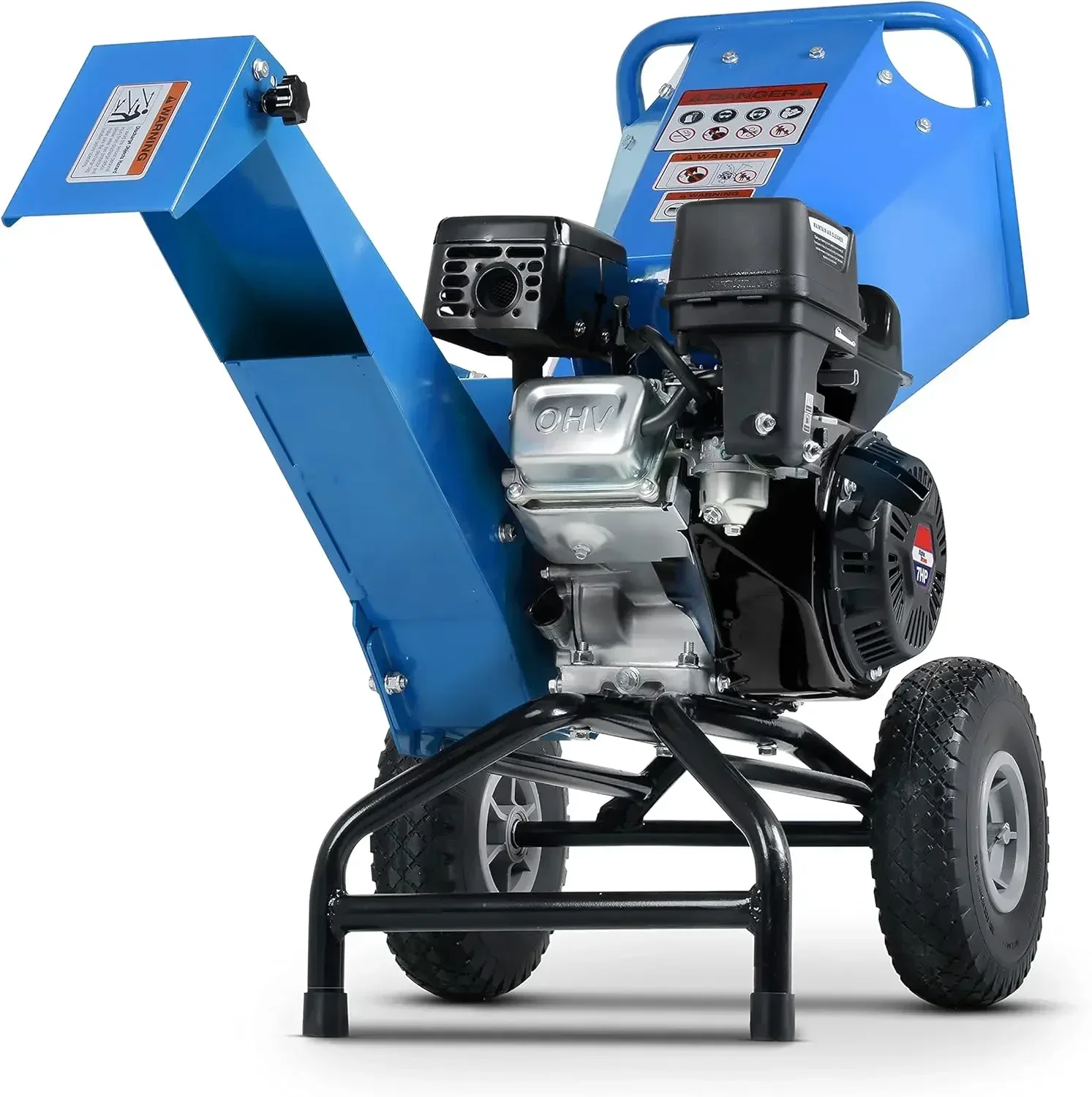 Wood Chipper Shredder Mulcher, Heavy Duty, 7 HP Gas Powered, Compact Rotor Assembly, 3 Inch Max Capacity