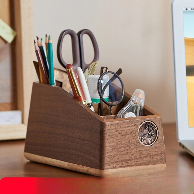 Pen holder book relies on book stand integrated storage rack solid wood office desktop book stationery storage box finishing rac
