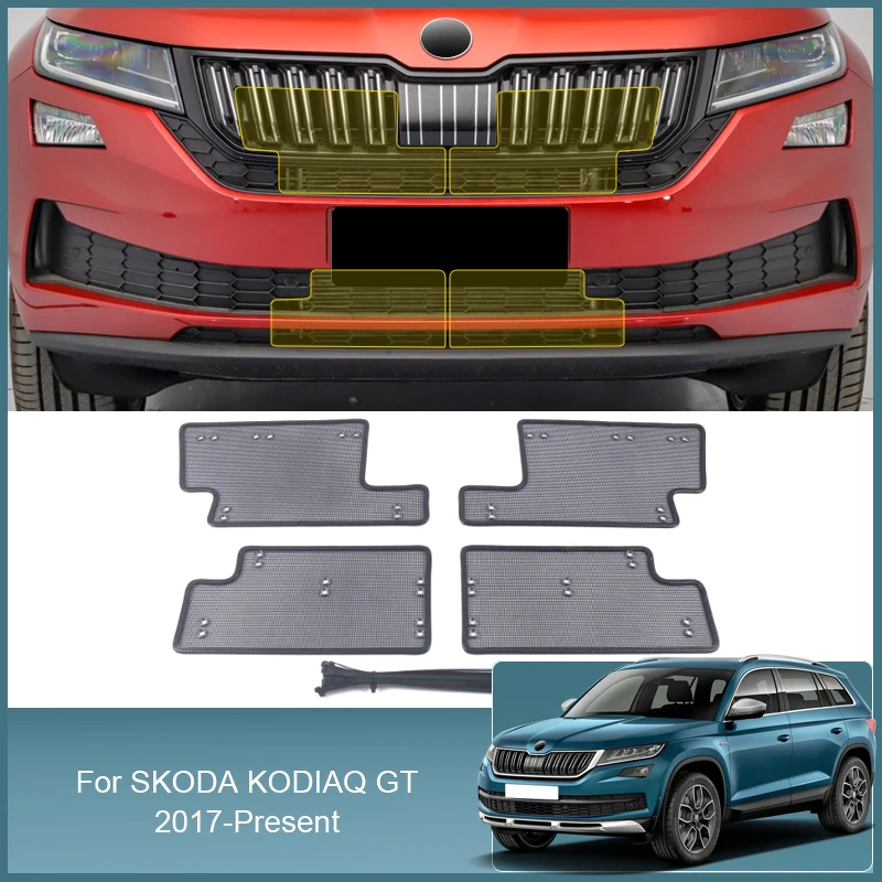 

Stainless Steel Car Insect Screening Mesh Front Grille Insert Net Styling For SKODA KODIAQ GT 2017-2025 Auto Accessoories