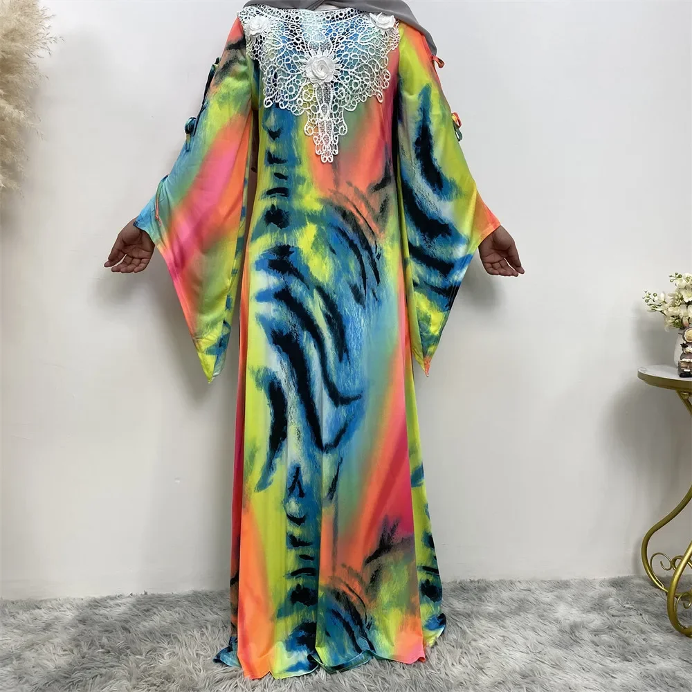 Islamic Arabia Dubai Abayas Print Abaya for Women Loose Large Size Muslim Dress Women Casual Floor-length Kaftan Femme Musulman