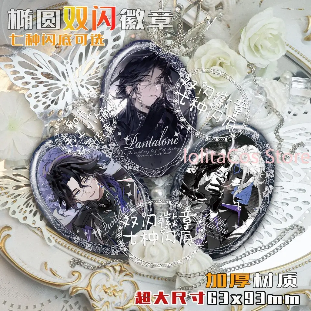 Genshin Impact Il Dottore Pantalone Regrator Zandik Anime Doble Flash Badge Broche Decorativo Colección para Fans Regalo de Cumpleaños Cosplay