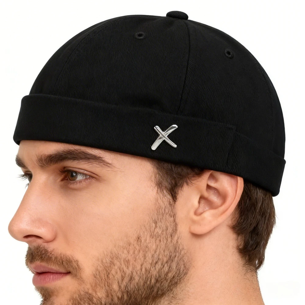Spring New X Logo Melon Skin Hat Unisex Polyester Fiber Dome Hat Fashionable Street Style Beanie Sailor Landlord Hats
