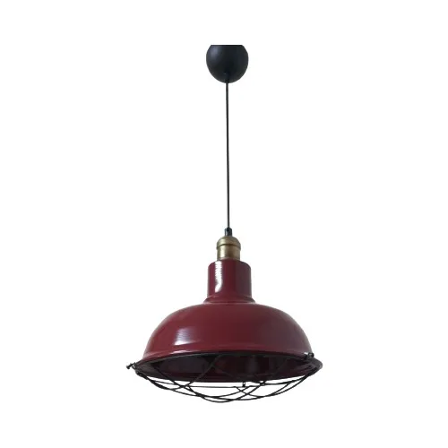 Rys Design Rys Retro Metal Burgundy Tumbled Cap Decorative Cage Single Pendant Lamp Cafe Kitchen Lighting Diameter: 30 cm