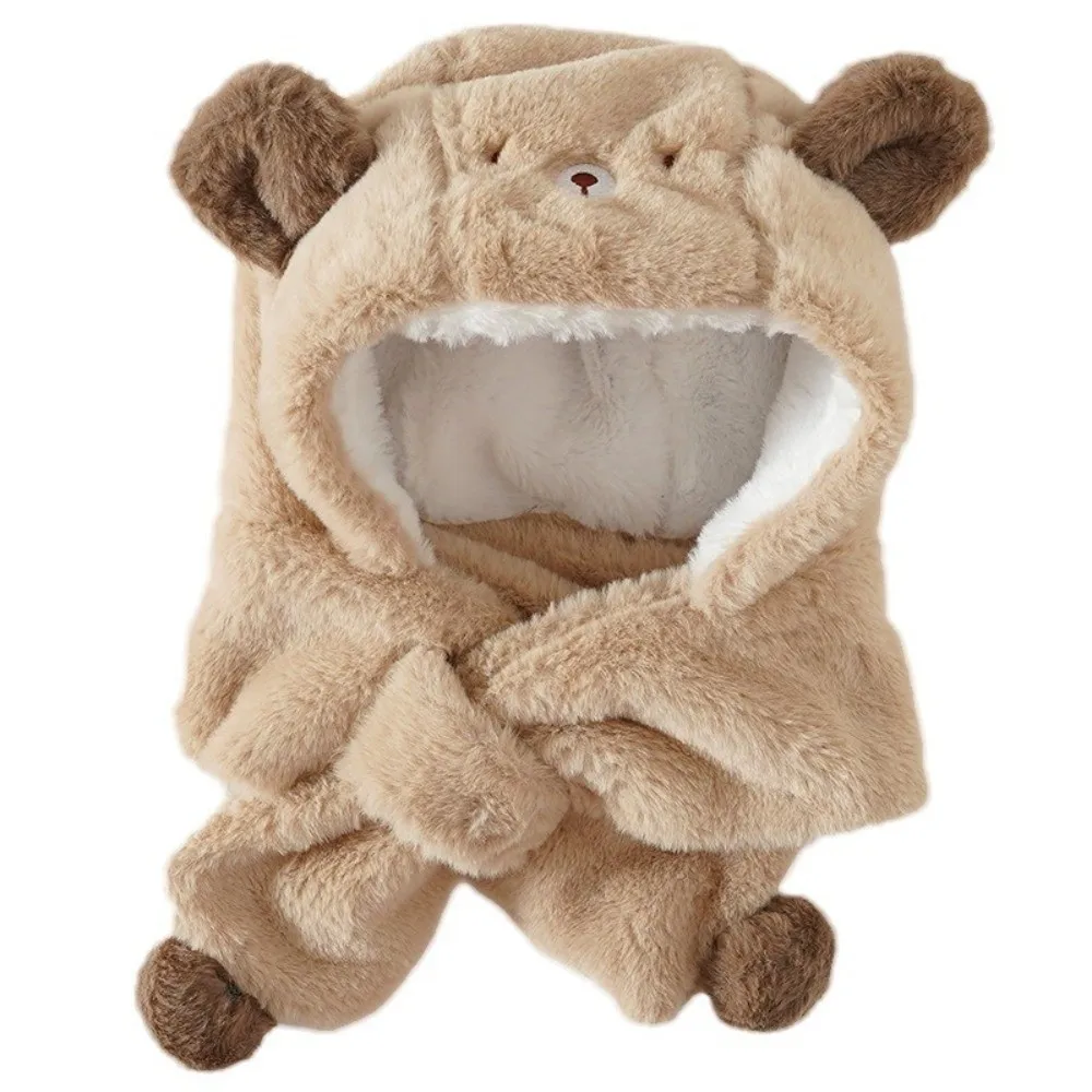 

Милая цельная зимняя детская шапка, шарф, ветрозащитная толстая теплая детская шапка, шарф с капюшоном, защита шеи, плюшевые шапочки для младенцев, шапка