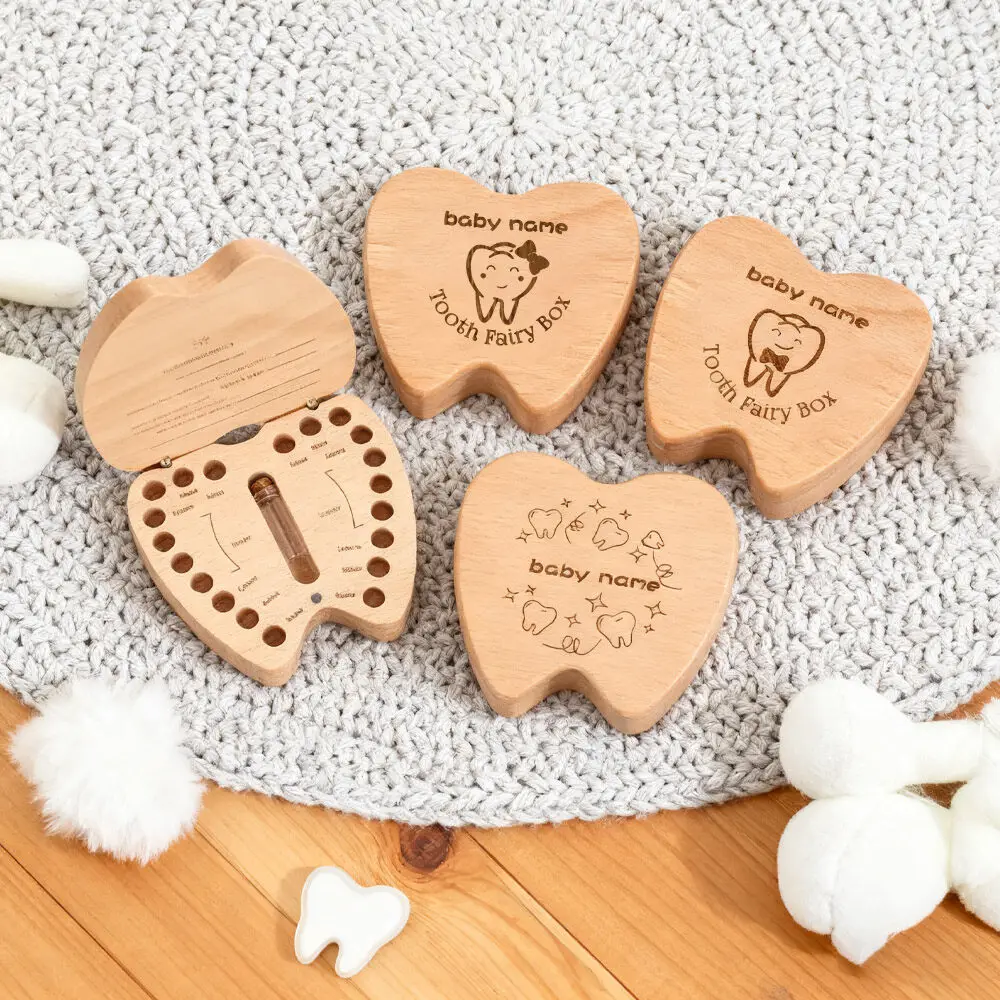 شخصية خشبية الأسنان الجنية صندوق محفورة الاطفال الأسنان صندوق تذكار هدية الأسنان الجنية حامل للأطفال هدايا الطفل الجديد #1